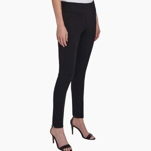 Jones New York Black Relaxed Dress Pants Slimming Stretch Gold Rivets Pull On SM